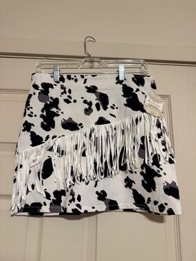 NWT Altar'd State mini cow print skirt Size Large